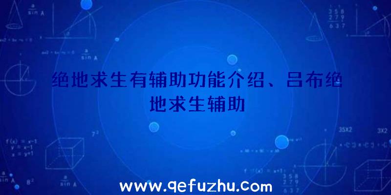 绝地求生有辅助功能介绍、吕布绝地求生辅助